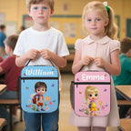 Personalized Cute 3D Cartoon Character Flower Multicolor Portable Insulated Lunch Bag with Name Back to School Birthday Gift for Boys Girls 86327296 - DiyGiftly