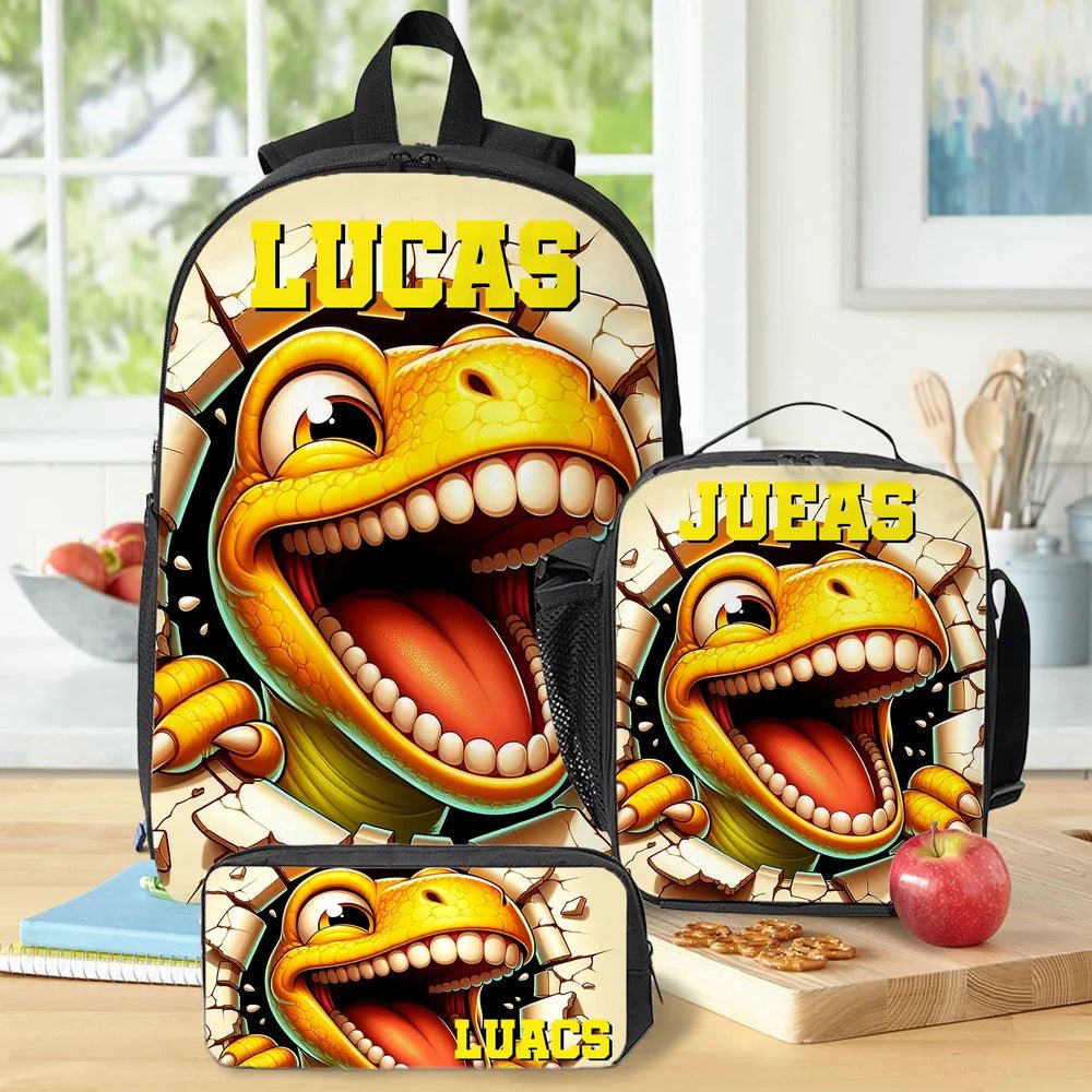 Personalized Cute 3D Cartoon Dinosaur Backpack Lunch Bag Pencil Case Set with Name Back to School Birthday Gift for Boys Girls 10284288 - DiyGiftly