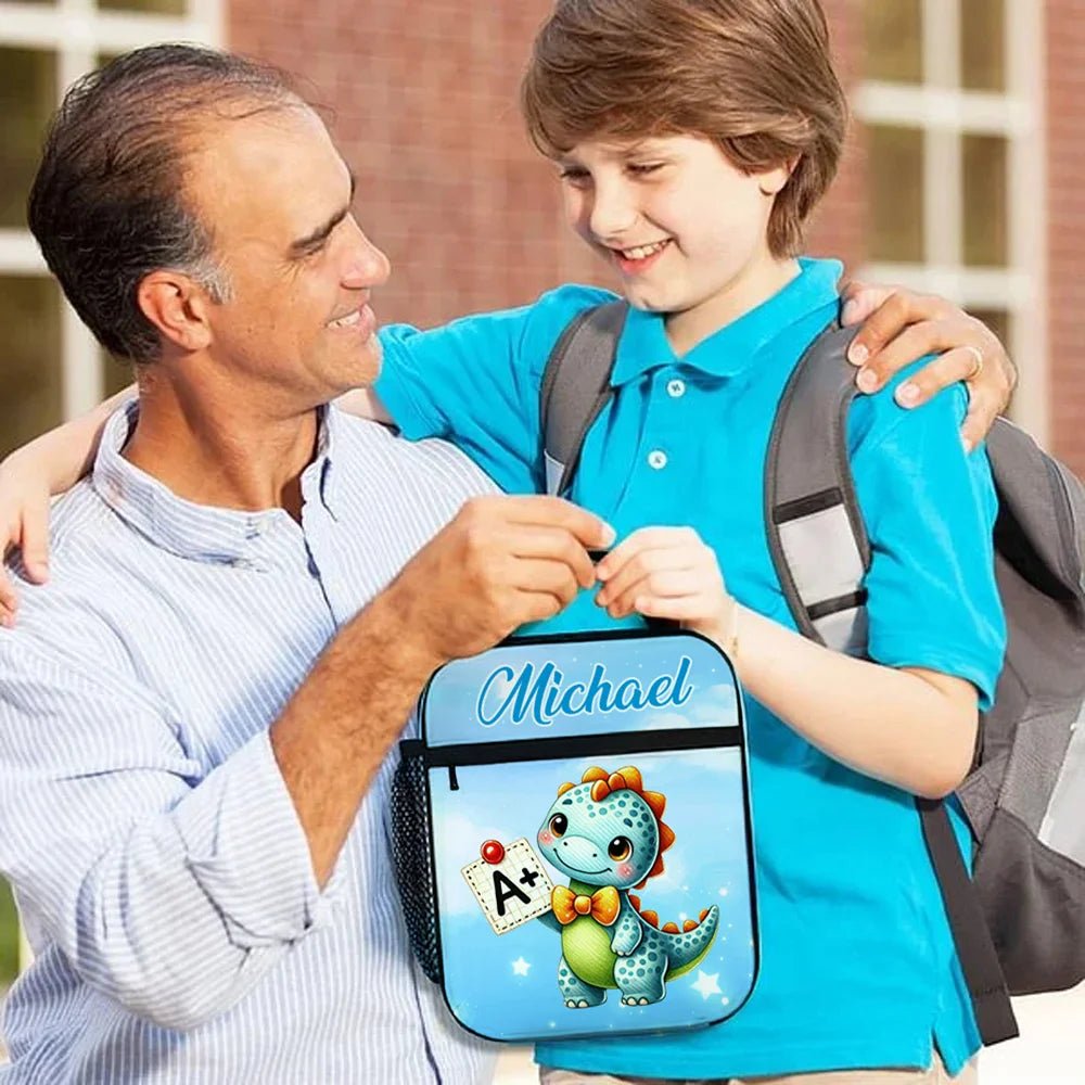 Personalized Cute Dinosaur Fantasy Unicorn Design Waterproof Insulated Lunch Bag with Name Portable Back to School Work Picnic Gift for Kids 22020864 - DiyGiftly