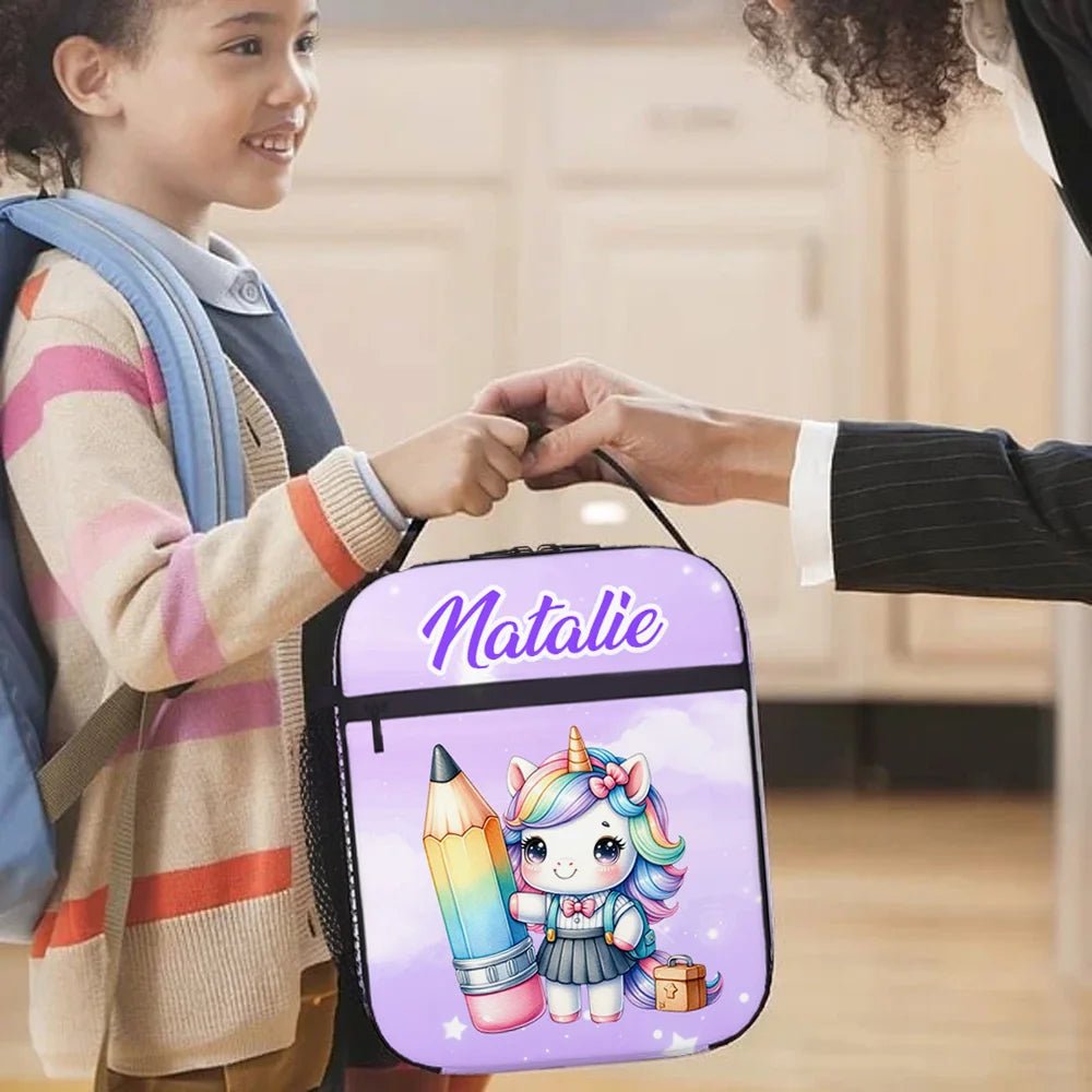 Personalized Cute Dinosaur Fantasy Unicorn Design Waterproof Insulated Lunch Bag with Name Portable Back to School Work Picnic Gift for Kids 22020864 - DiyGiftly