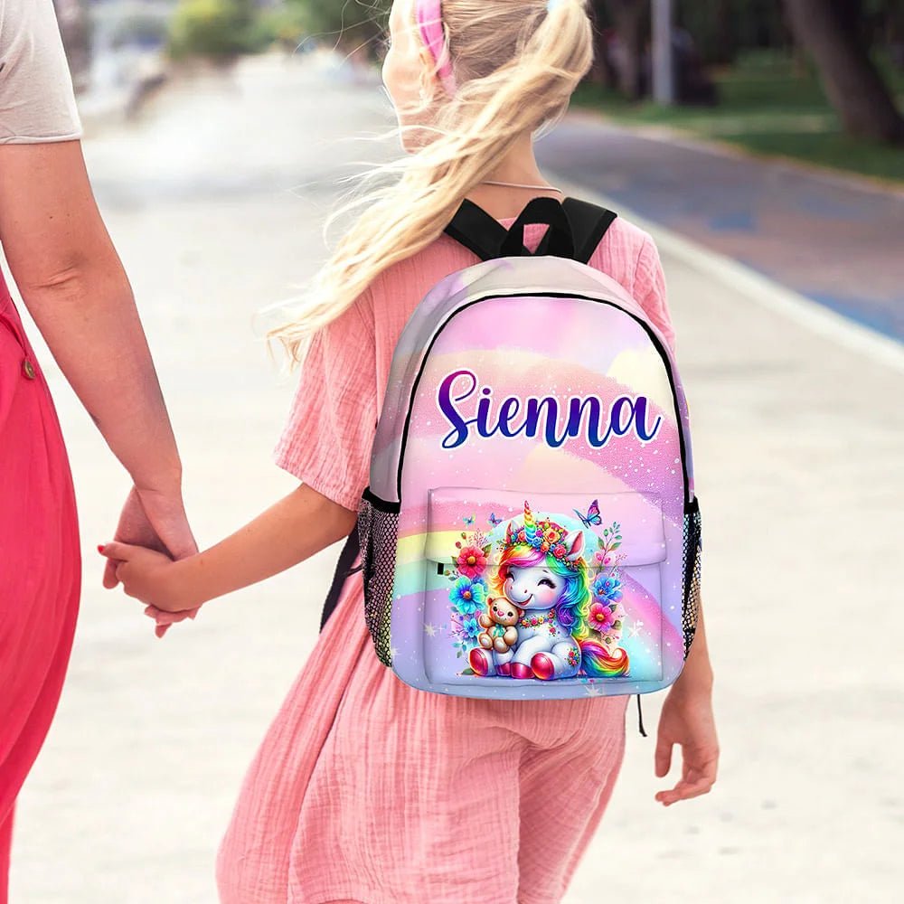 Personalized Cute Fantasy Unicorn Kid School Backpack with Name Large Capacity Daily Use Back to School Gift for Kids Girls 04164864 - DiyGiftly