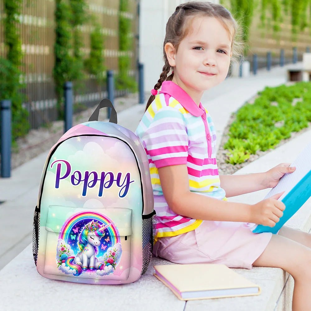 Personalized Cute Fantasy Unicorn Kid School Backpack with Name Large Capacity Daily Use Back to School Gift for Kids Girls 04164864 - DiyGiftly