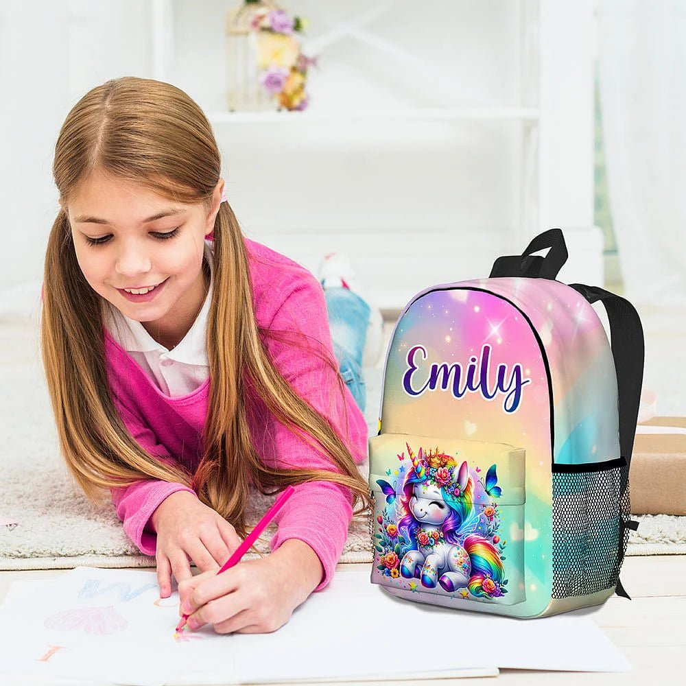 Personalized Cute Fantasy Unicorn Kid School Backpack with Name Large Capacity Daily Use Back to School Gift for Kids Girls 04164864 - DiyGiftly