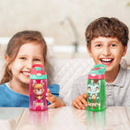 Personalized Cute Laughing Animal Pattern Name 16 oz Kid Water Bottle with Silicone Straw and Handle Birthday Back to School Gift for Boys Girls 09564672 - DiyGiftly