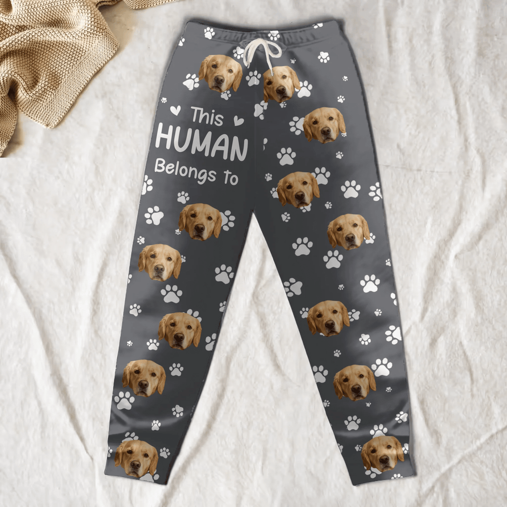 Personalized Cute Pet Photo Sweatpants – “This Human Belongs To” Custom Lounge Pants with Pockets 1073795 - 1073867 - DiyGiftly