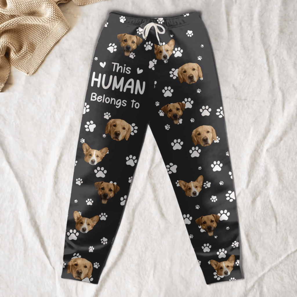 Personalized Cute Pet Photo Sweatpants – “This Human Belongs To” Custom Lounge Pants with Pockets 1073795 - 1073867 - DiyGiftly