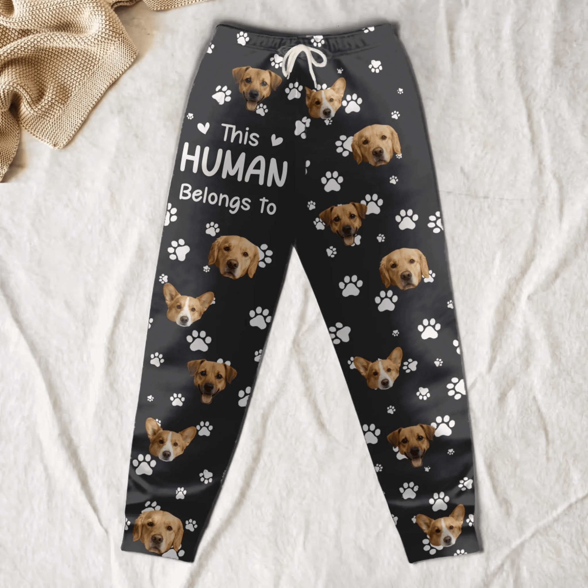 Personalized Cute Pet Photo Sweatpants – “This Human Belongs To” Custom Lounge Pants with Pockets 1073795 - 1073867 - DiyGiftly