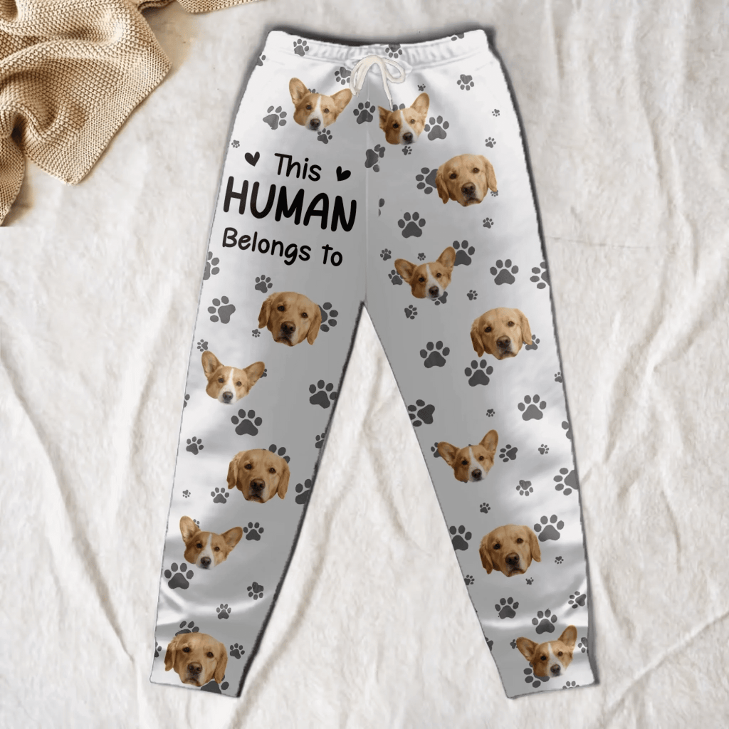 Personalized Cute Pet Photo Sweatpants – “This Human Belongs To” Custom Lounge Pants with Pockets 1073795 - 1073867 - DiyGiftly