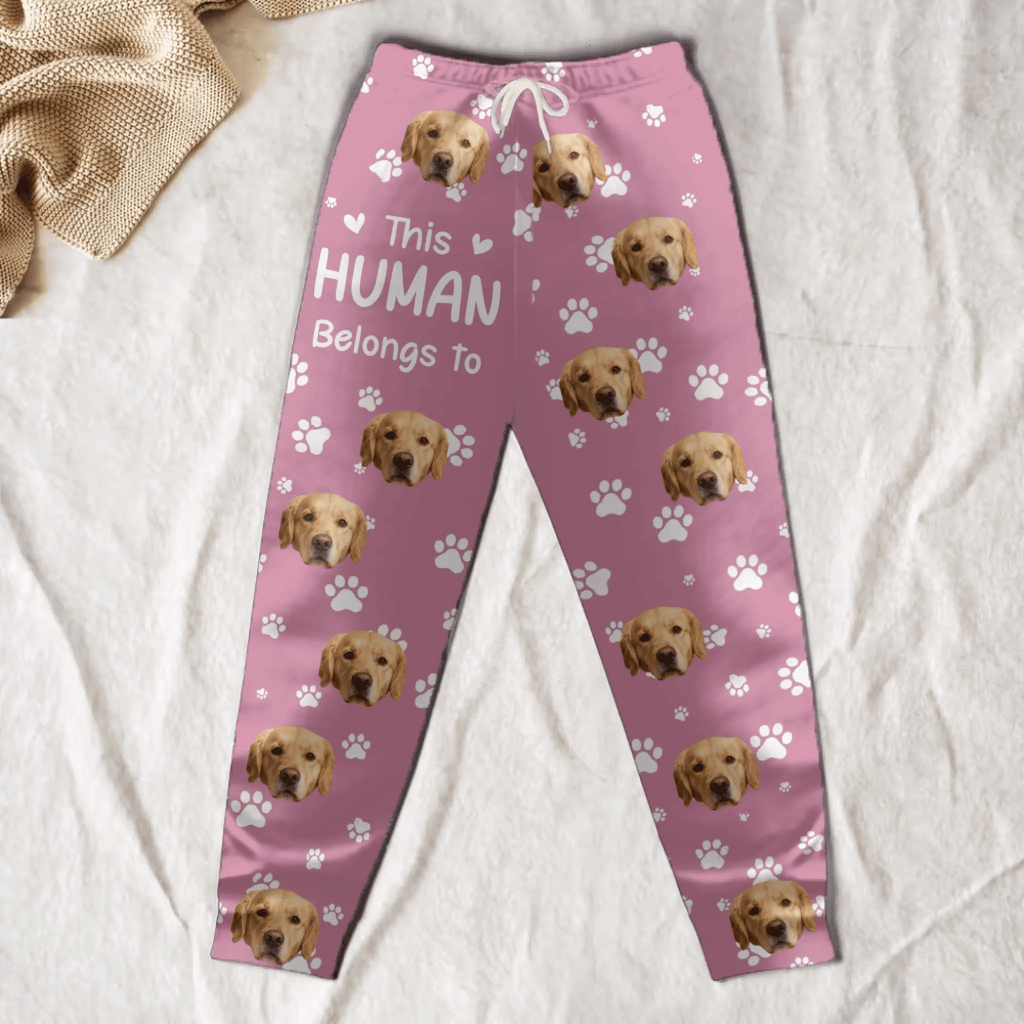 Personalized Cute Pet Photo Sweatpants – “This Human Belongs To” Custom Lounge Pants with Pockets 1073795 - 1073867 - DiyGiftly