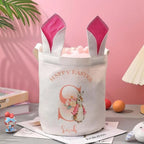 Personalized Cute Peter Rabbit Bunny Ears Bucket Bag with Initial and Name Easter Egg Hunt Basket Birthday Party Favors Gift for Kids - DiyGiftly