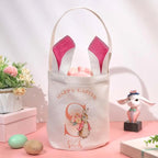 Personalized Cute Peter Rabbit Bunny Ears Bucket Bag with Initial and Name Easter Egg Hunt Basket Birthday Party Favors Gift for Kids - DiyGiftly