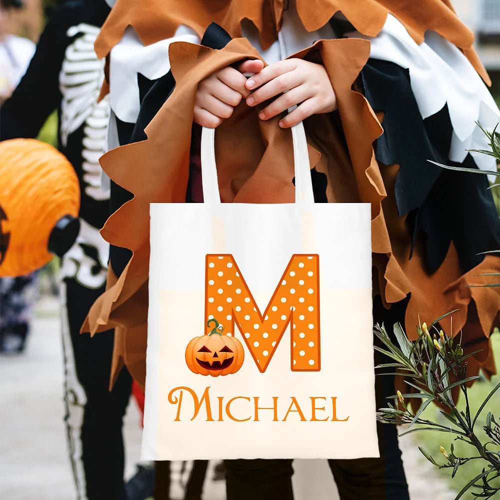 Personalized Cute Pumpkin Canvas Tote Bag with Name and Initial Trick or Treat Halloween Party Favors Gift for KidsPersonalized Cute Pumpkin Canvas Tote Bag with Name and Initial Trick or Treat Halloween Party Favors Gift for Kids 51488000 - DiyGiftly