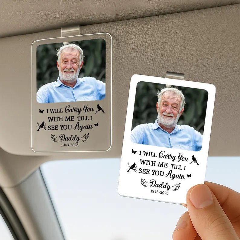 Personalized Dad Memorial Visor Clip, In Memory of Dad Fathers Day Gifts, Loss Of Father Gifts, Memorial Keepsake, Photo Car Sun Visor Clip 05001216 - DiyGiftly