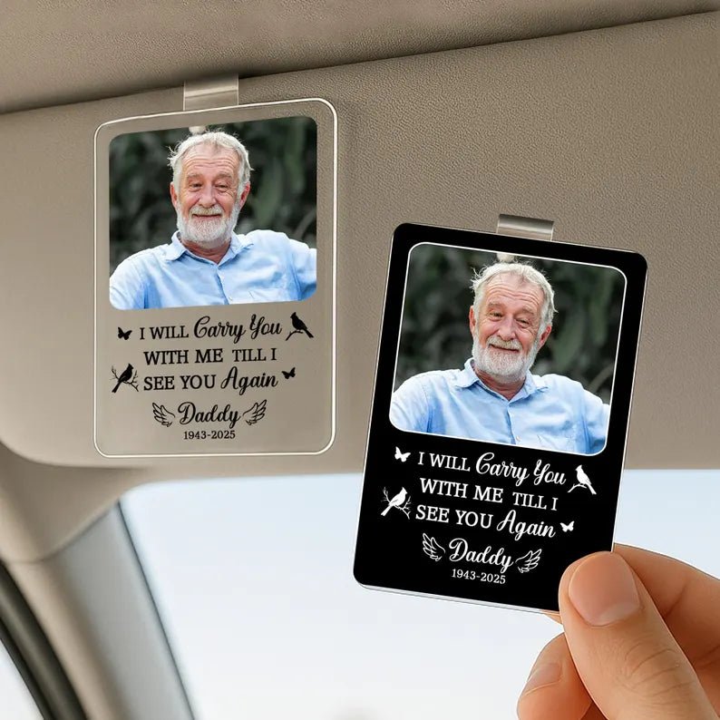 Personalized Dad Memorial Visor Clip, In Memory of Dad Fathers Day Gifts, Loss Of Father Gifts, Memorial Keepsake, Photo Car Sun Visor Clip 05001216 - DiyGiftly