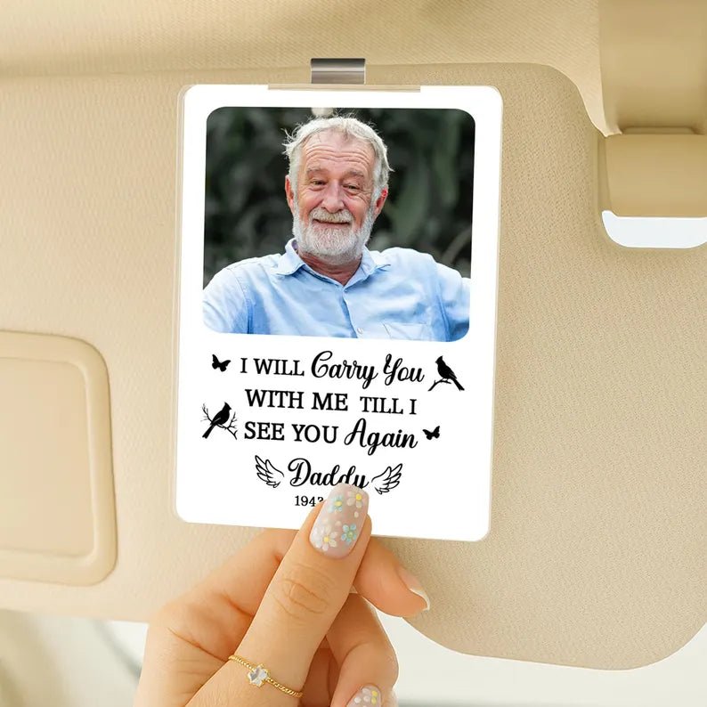 Personalized Dad Memorial Visor Clip, In Memory of Dad Fathers Day Gifts, Loss Of Father Gifts, Memorial Keepsake, Photo Car Sun Visor Clip 05001216 - DiyGiftly