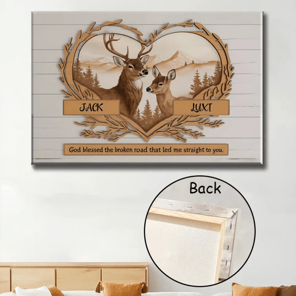 Personalized Deer Love Mountains Poster - Gift For Couple 746596 - DiyGiftly