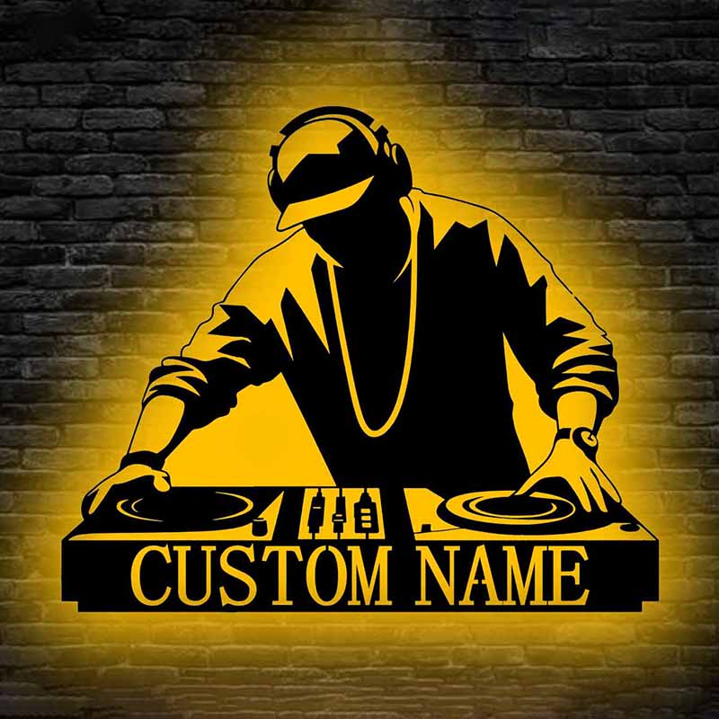 Personalized DJ Disc Jockey Metal Logo Custom Music Studio Wall Art Decoration Gift for DJ 17903616 - DiyGiftly