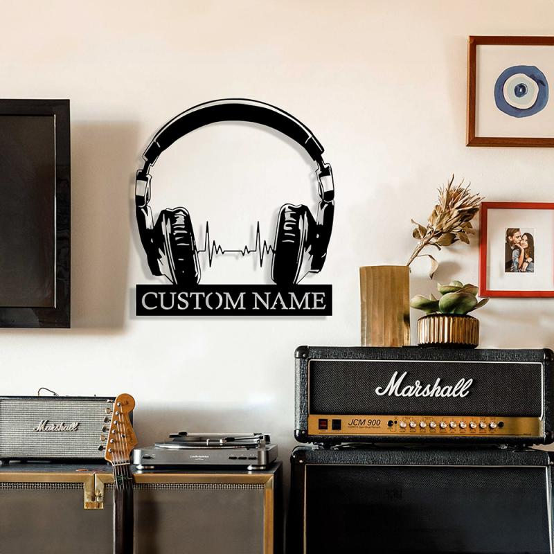 Personalized DJ Metal Headphones Wall Decor – Custom Music Studio LED Wall Art, Recording Room Decoration, Unique Gift for DJs, Musicians, and Music Lovers 87737344 - DiyGiftly