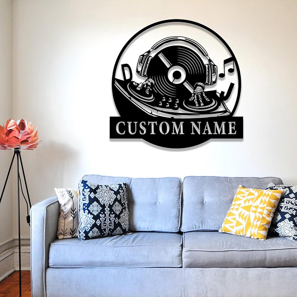 Personalized DJ Metal Wall Decor – Custom Music Studio LED Wall Art, Turntable and Headphone Metal Sign, Unique Gift for DJs, Musicians, and Music Lovers 90528000 - DiyGiftly