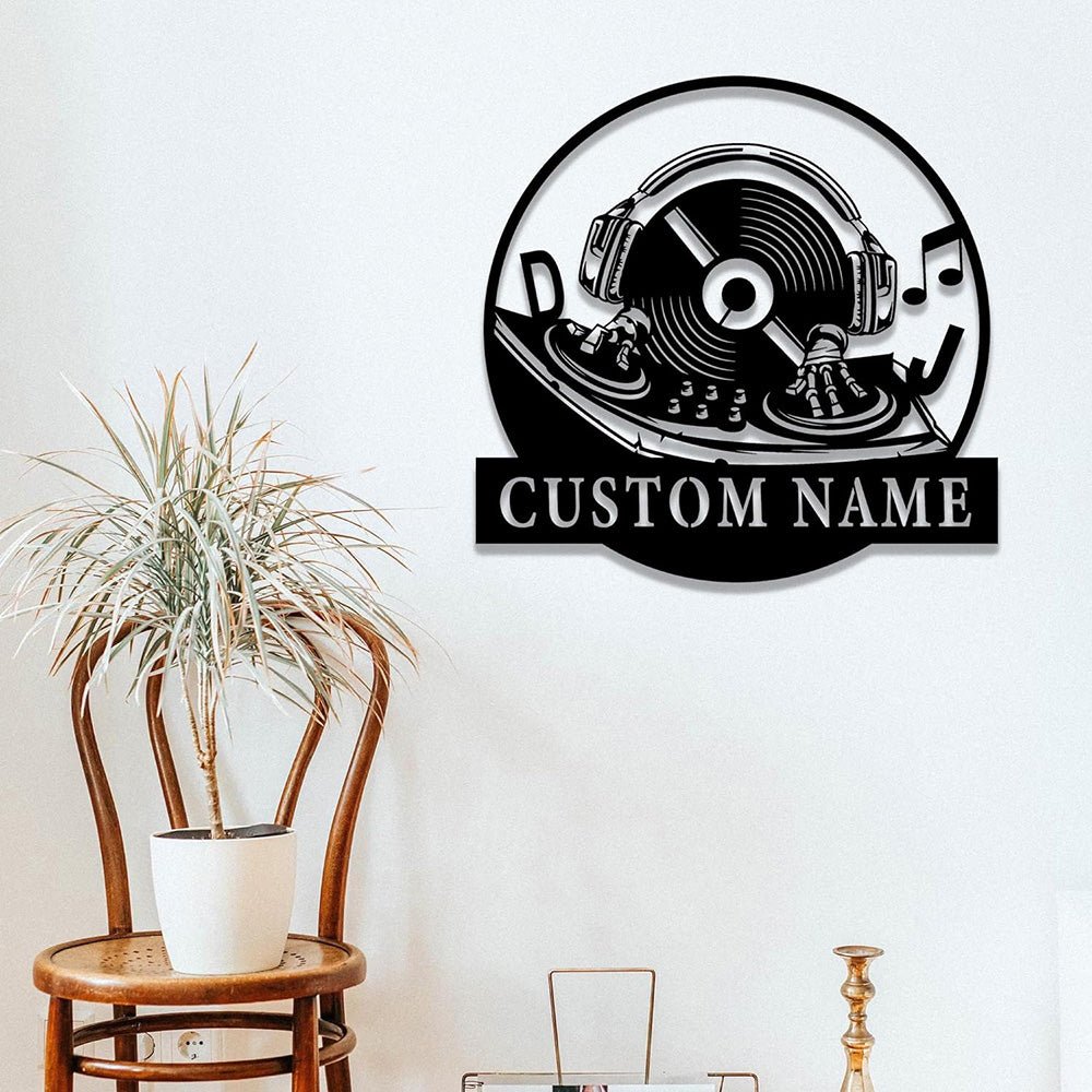 Personalized DJ Metal Wall Decor – Custom Music Studio LED Wall Art, Turntable and Headphone Metal Sign, Unique Gift for DJs, Musicians, and Music Lovers 90528000 - DiyGiftly