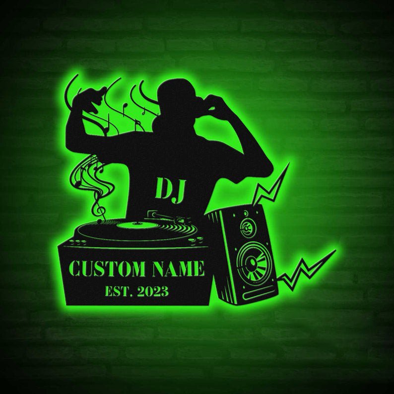Personalized DJ Player Name Metal Sign – Custom Music Studio Wall Art with LED Light, Turntable and Headphones Metal Decor, Unique Gift for DJs, Musicians, and Music Lovers 65630720 - DiyGiftly