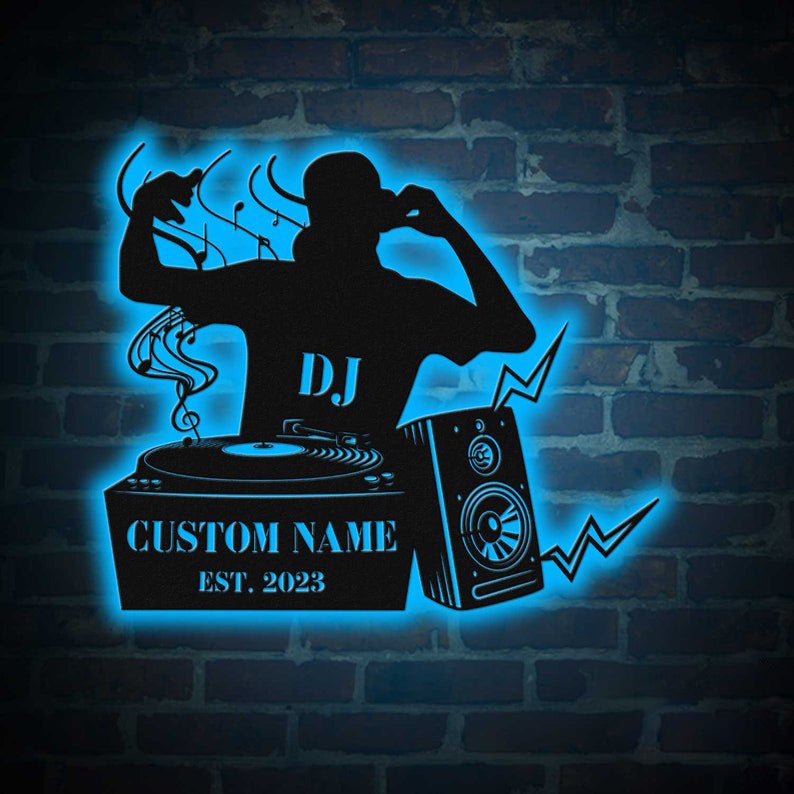 Personalized DJ Player Name Metal Sign – Custom Music Studio Wall Art with LED Light, Turntable and Headphones Metal Decor, Unique Gift for DJs, Musicians, and Music Lovers 65630720 - DiyGiftly