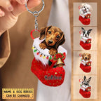 Personalized Dog in Christmas stocking Acrylic Keychain 723003 - DiyGiftly