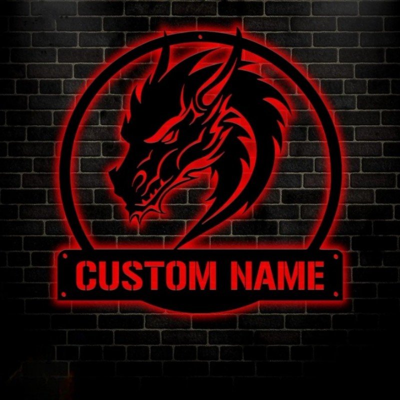 Personalized Dragon Name House Metal Artwork Sign – Custom Wall Decor for Bedroom, Living Room, or Game Room 6125440 - DiyGiftly