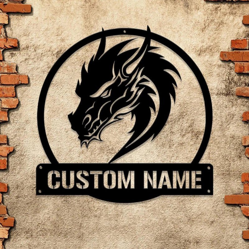 Personalized Dragon Name House Metal Artwork Sign – Custom Wall Decor for Bedroom, Living Room, or Game Room 6125440 - DiyGiftly