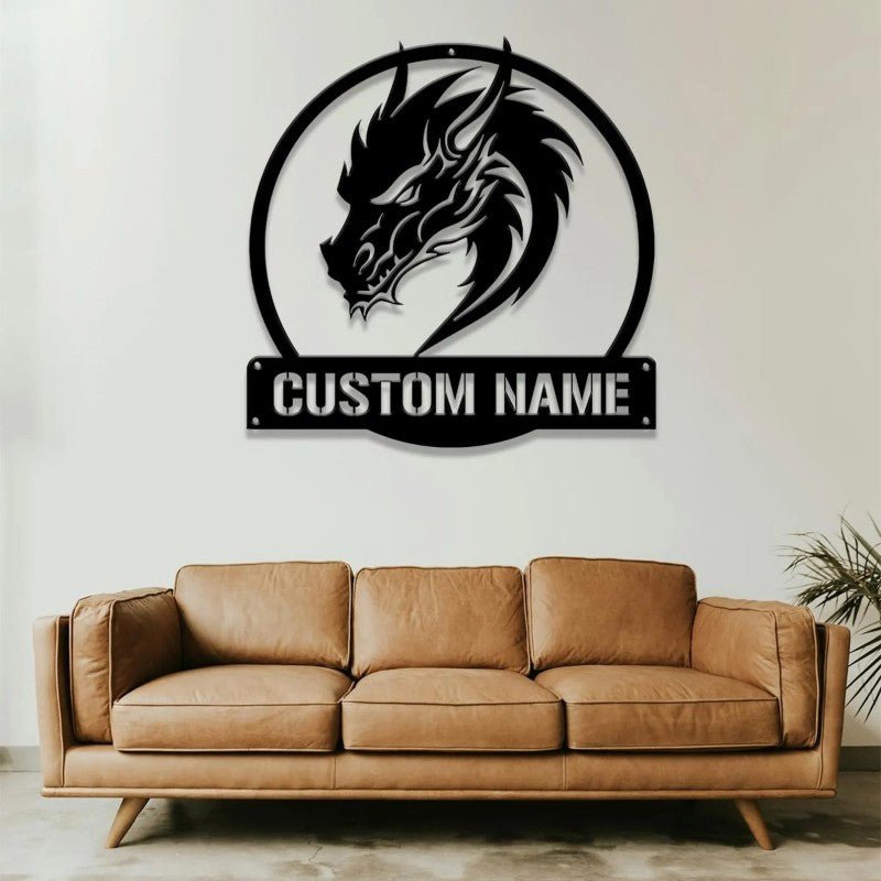Personalized Dragon Name House Metal Artwork Sign – Custom Wall Decor for Bedroom, Living Room, or Game Room 6125440 - DiyGiftly
