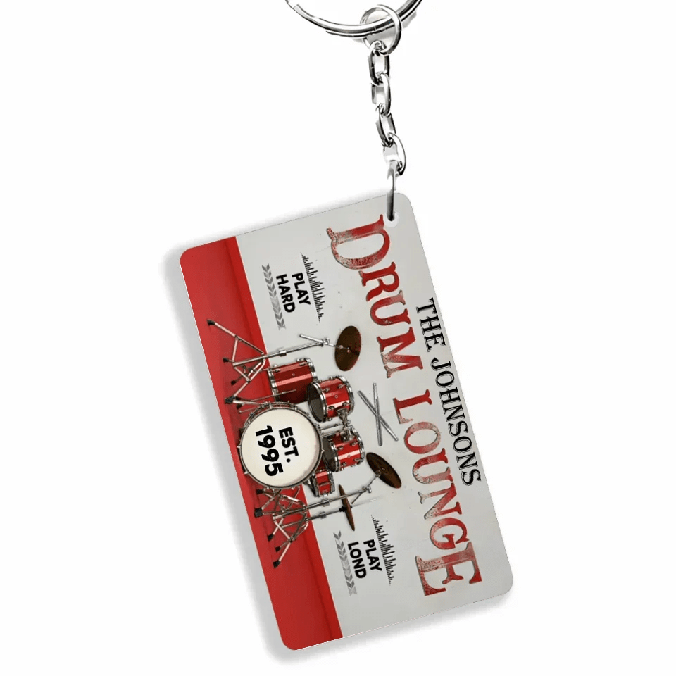 Personalized Drum Lounge Play Hard Play Loud Customized Keychain 734618 - DiyGiftly