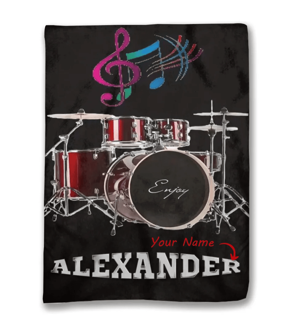 Personalized drum print music theme name blanket 755337 - DiyGiftly