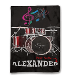 Personalized drum print music theme name blanket 755337 - DiyGiftly