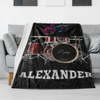 Personalized drum print music theme name blanket 755337 - DiyGiftly