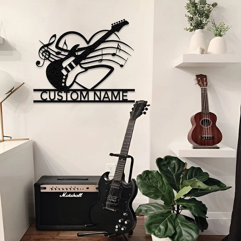 Personalized Electric Guitar Metal Sign – Custom Music Wall Art, Rock Band Decor, Man Cave & Studio Signs, Unique Gifts for Guitar Players 41410304 - DiyGiftly