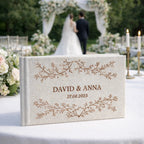 Personalized Embroidered Linen Wedding Guest Book - Custom Memory Book, Unique Valentine’s Gift 1120300 - DiyGiftly