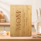 Personalized Engraved Floral Mom Grandma FSC Bamboo Charcuterie Cutting Board with Name and Juice Groove Mother's Day Birthday Gift for Family 1030425 - DiyGiftly