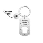 Personalized Engraved Football Daddy' Dream Team Keychain with Children's Names Key Ring Father's Day Gifts - DiyGiftly