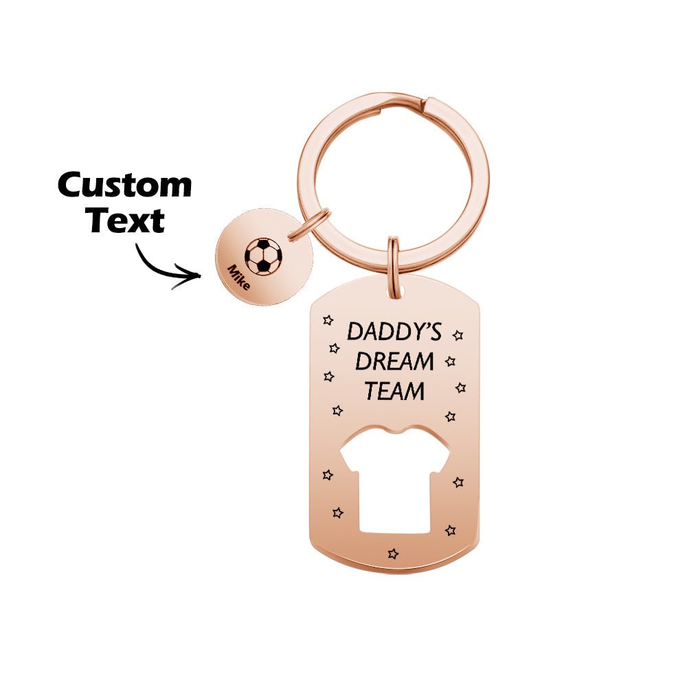 Personalized Engraved Football Daddy' Dream Team Keychain with Children's Names Key Ring Father's Day Gifts - DiyGiftly