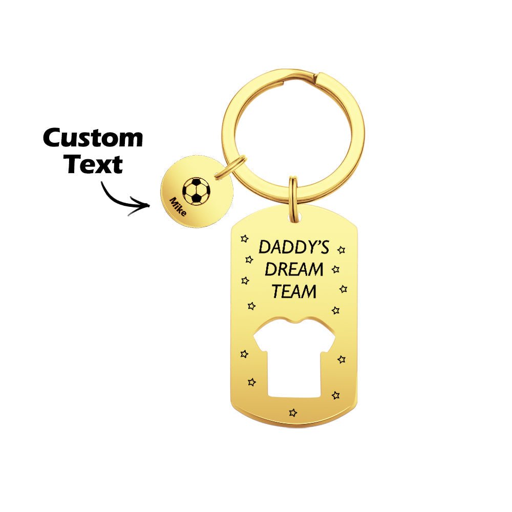 Personalized Engraved Football Daddy' Dream Team Keychain with Children's Names Key Ring Father's Day Gifts - DiyGiftly