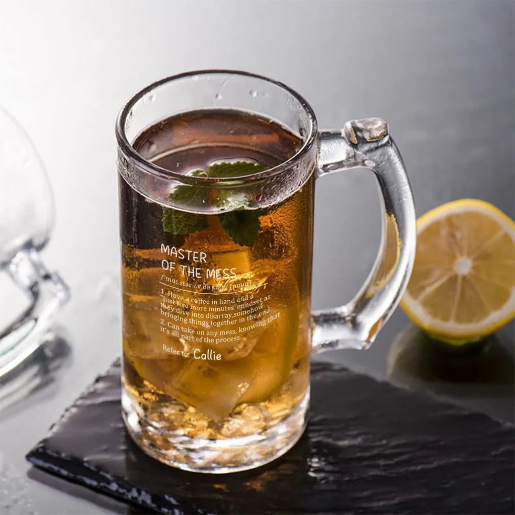 Personalized Engraved Funny Quote Definition Name 16oz Glass Beer Mug with Handle Birthday Party Gift for Men Friends Liquor Lovers 1029592 - DiyGiftly