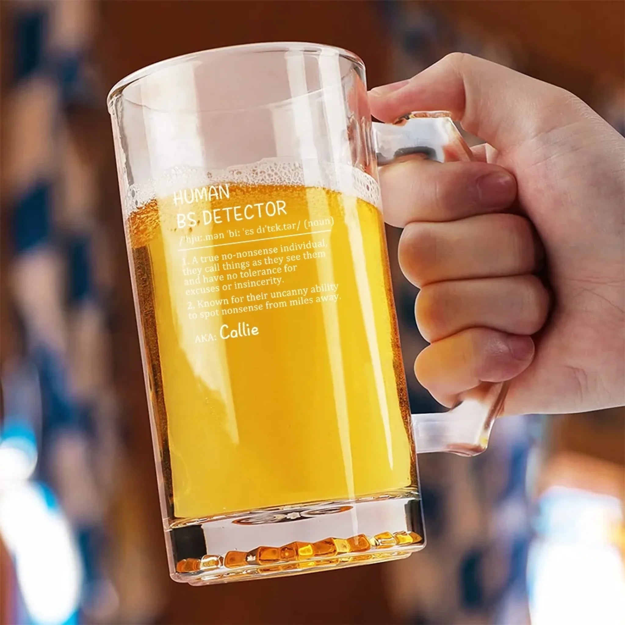 Personalized Engraved Funny Quote Definition Name 16oz Glass Beer Mug with Handle Birthday Party Gift for Men Friends Liquor Lovers 1029592 - DiyGiftly
