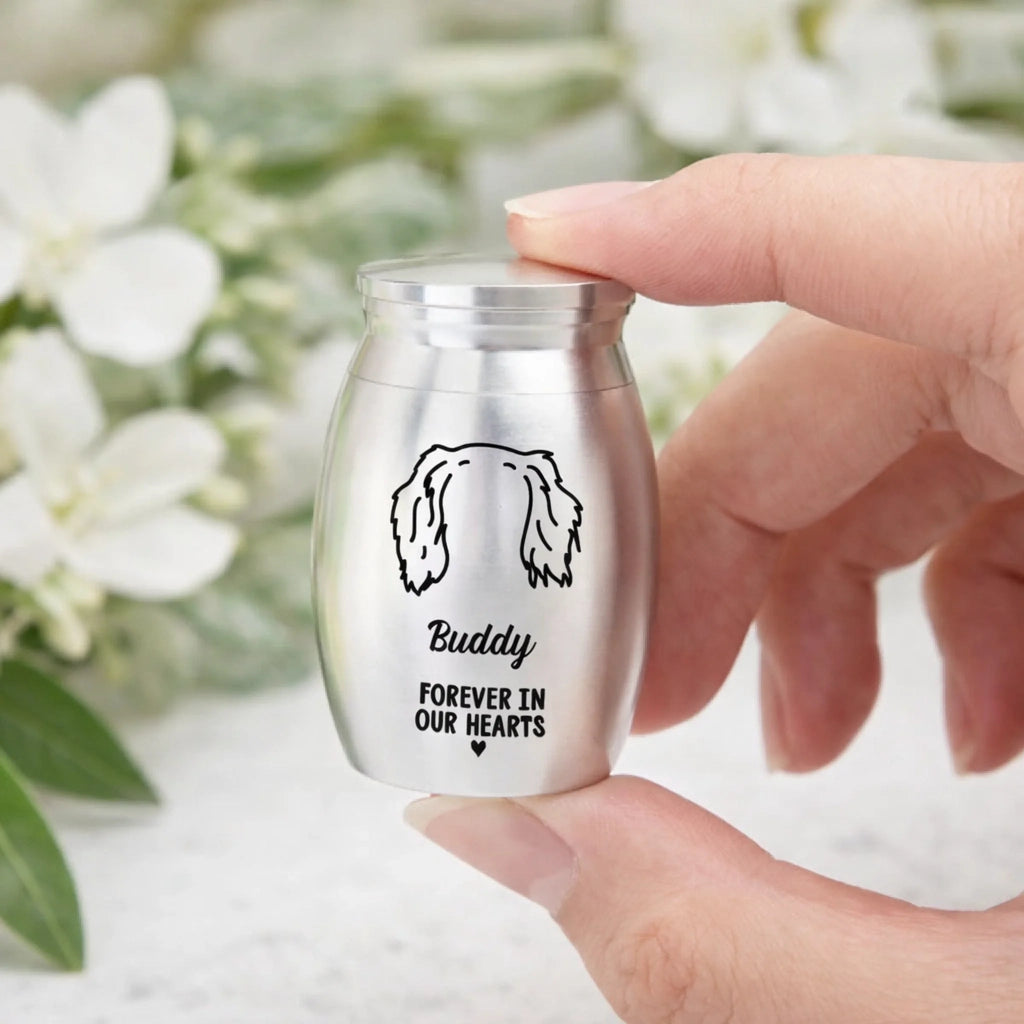 loss of dog gift urn personalized engraving ashes keepsake detail view