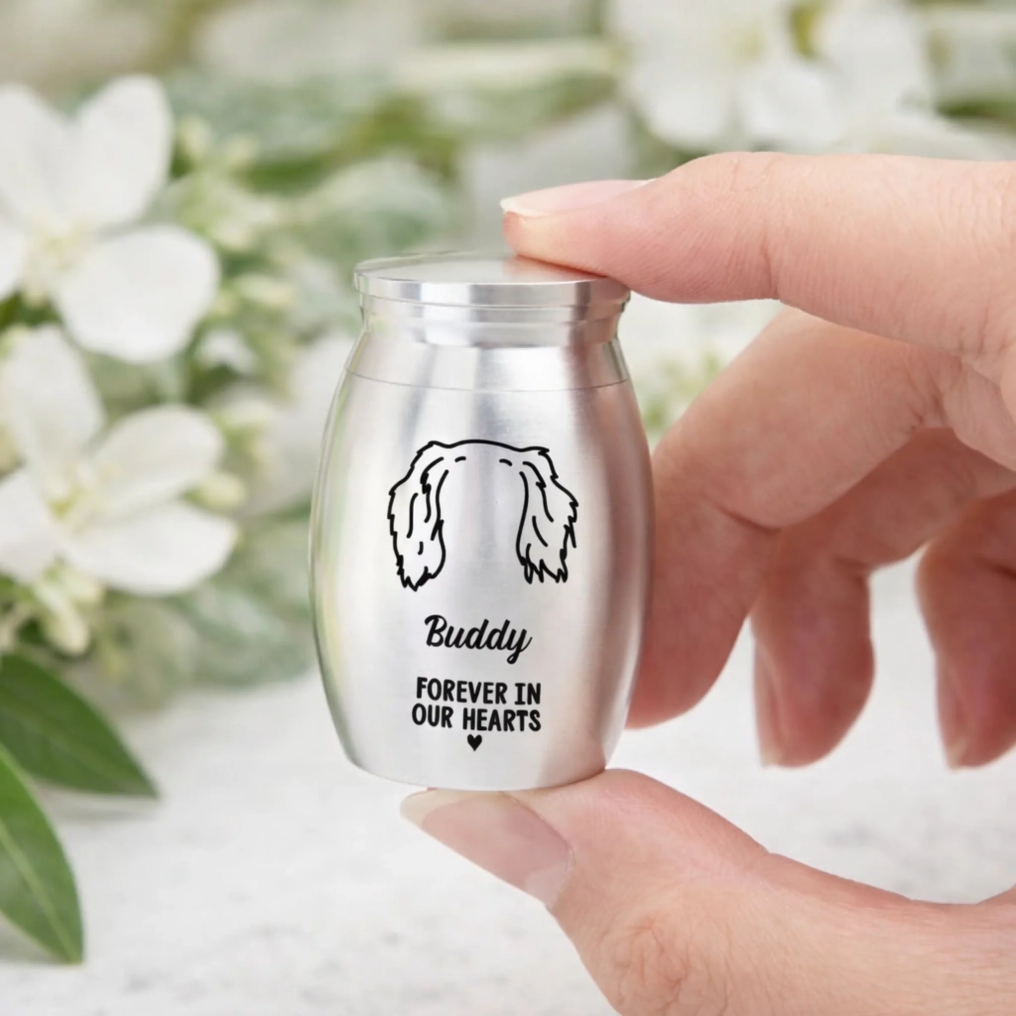 loss of dog gift urn personalized engraving ashes keepsake detail view