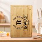 Personalized Engraved Wreath Monogram FSC Bamboo Charcuterie Cutting Board with Initial and Juice Groove Housewarming Birthday Gift for Family 1029616 - DiyGiftly