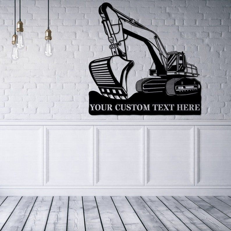 Personalized Excavator Digging Metal Sign Custom Construction Machinery Wall Art Decoration Gift 79960576 - DiyGiftly