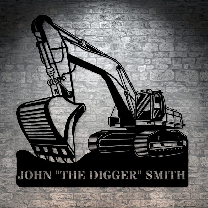 Personalized Excavator Digging Metal Sign Custom Construction Machinery Wall Art Decoration Gift 79960576 - DiyGiftly
