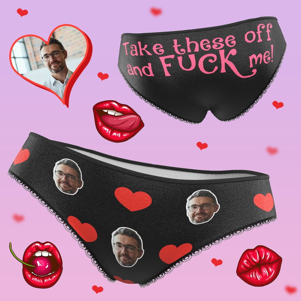 gifts for wife Eternal Love - Unique Memento - Face Adult Panties with Hearts Custom Playful Women's Underwear Valentine's Da