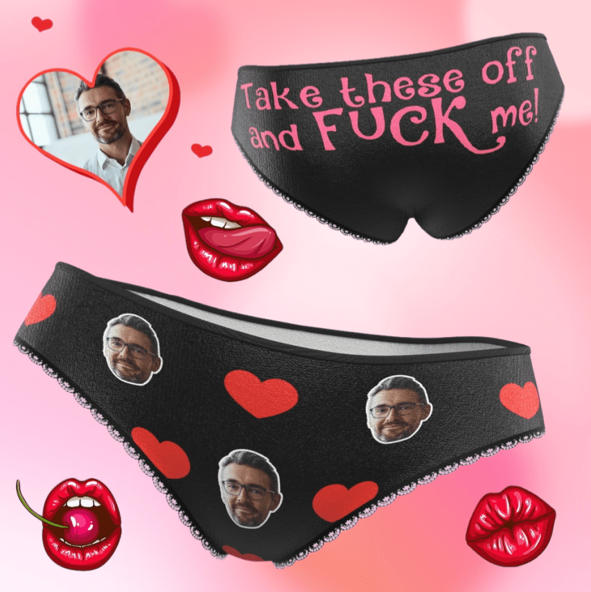 gifts for wife Eternal Love - Unique Memento - Face Adult Panties with Hearts Custom Playful Women's Underwear Valentine's Da