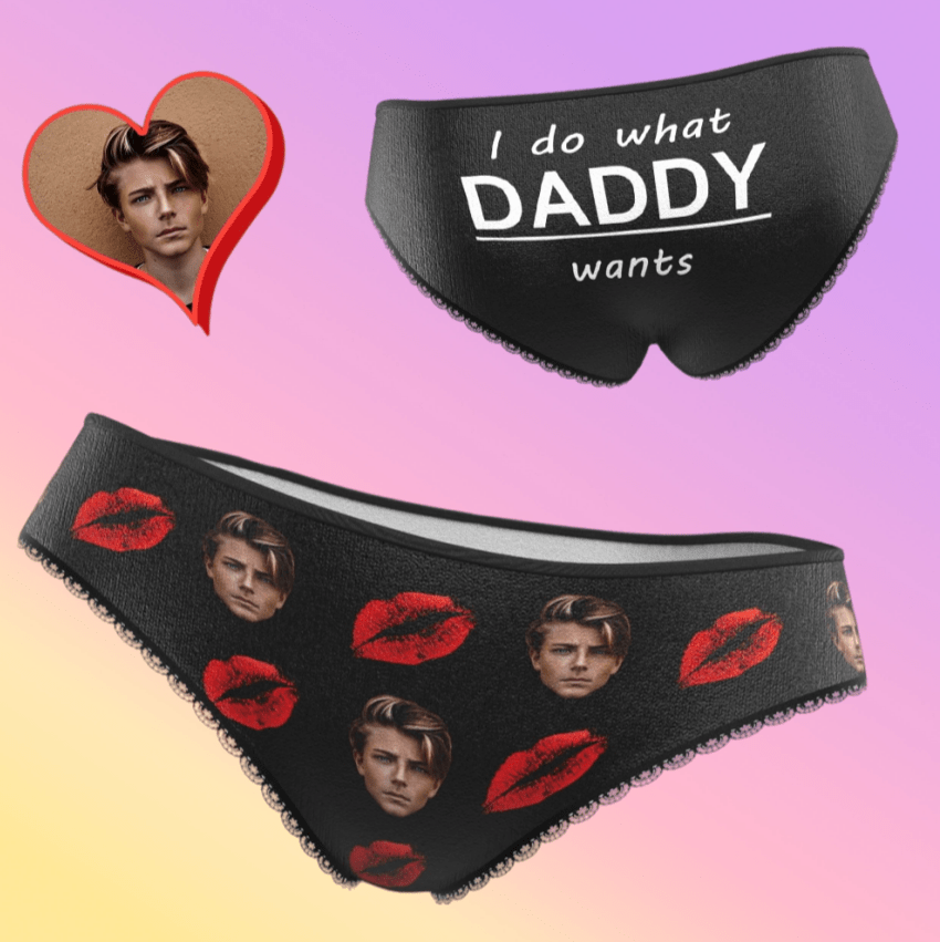 Personalized Face Adult Panties with Red Lips Custom Playful Women's Underwear Valentine's Day Gift - DiyGiftly